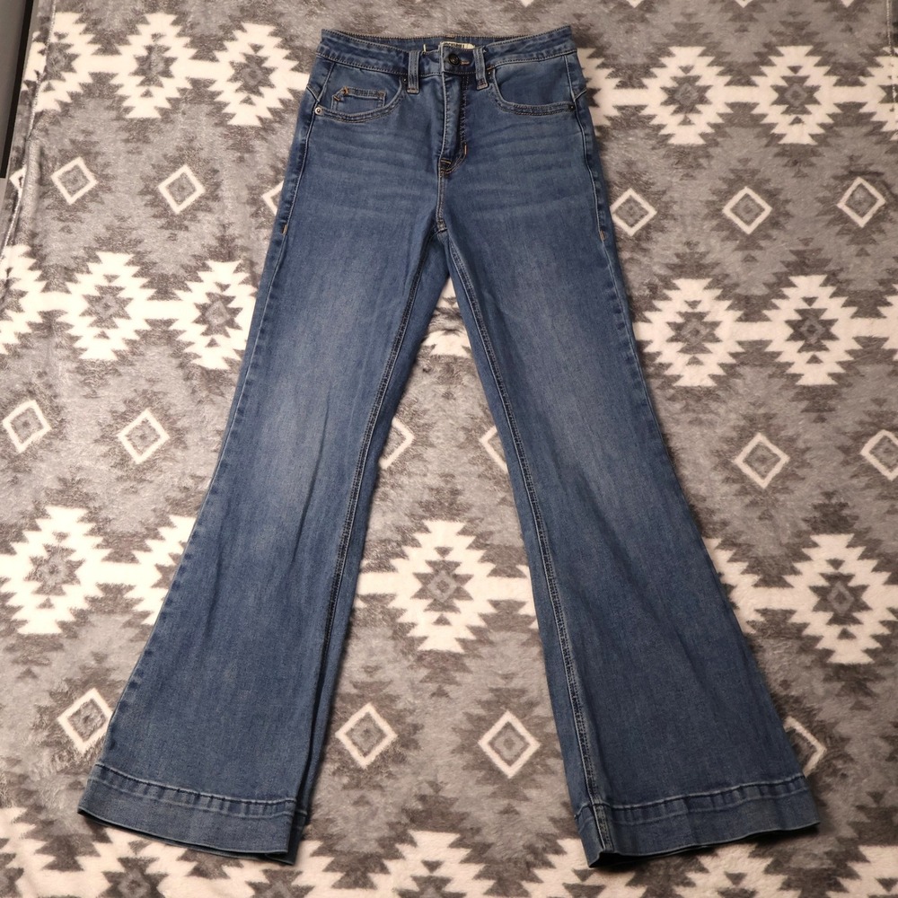 Rock & Roll Denim Trouser Flare Jeans Medium Wash High Rise W28 L32